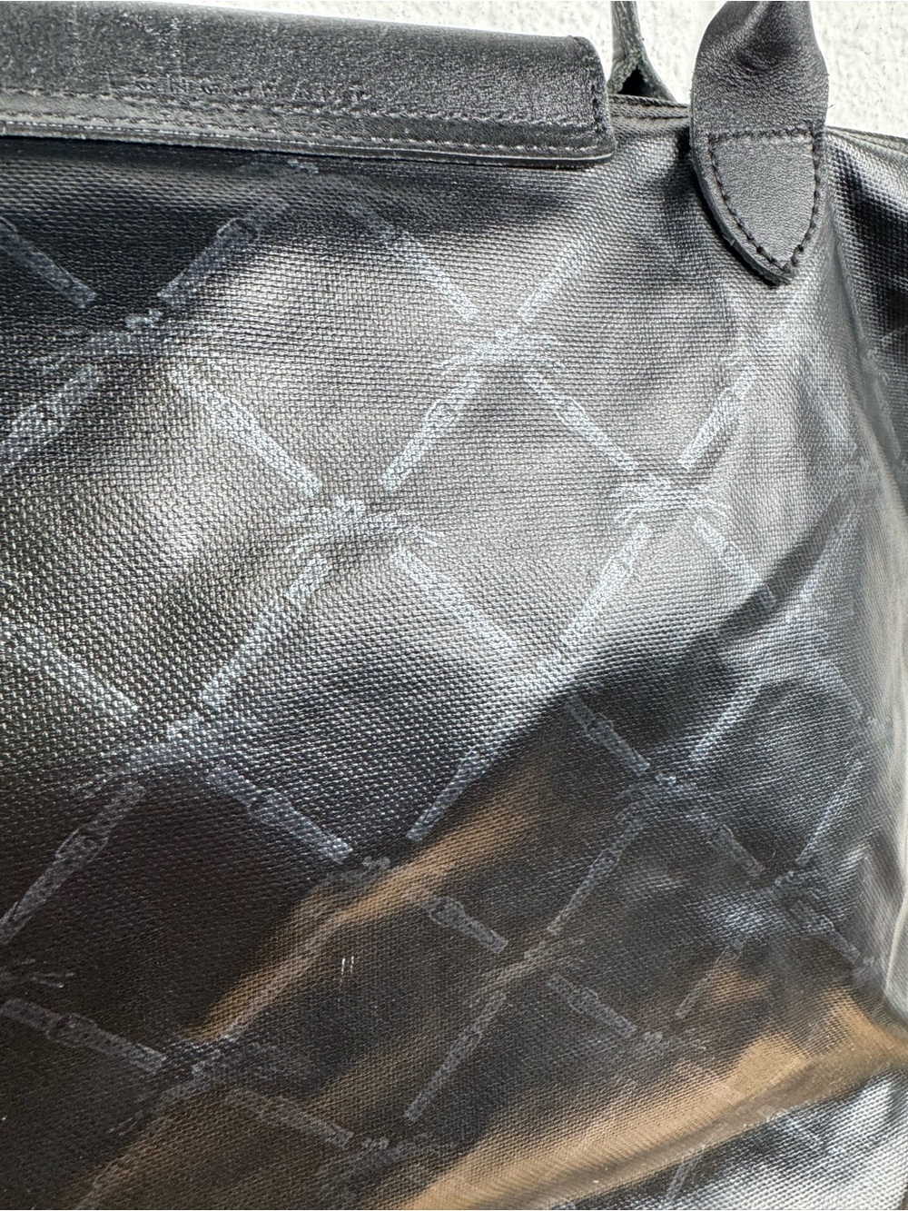 Longchamp Le Pliage Black Metallic Equestrian Logo Tote Bag Made in France - Picture 7 of 16